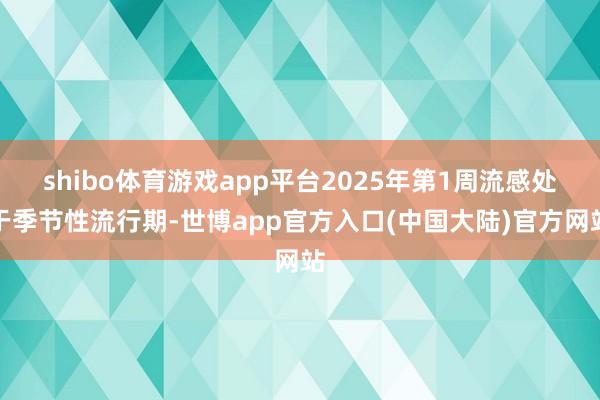 shibo体育游戏app平台2025年第1周流感处于季节性流行期-世博app官方入口(中国大陆)官方网站