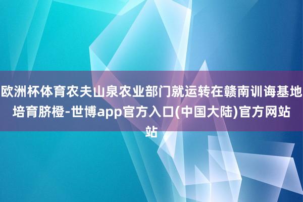 欧洲杯体育农夫山泉农业部门就运转在赣南训诲基地培育脐橙-世博app官方入口(中国大陆)官方网站