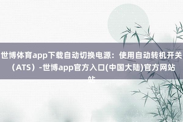 世博体育app下载自动切换电源：使用自动转机开关（ATS）-世博app官方入口(中国大陆)官方网站
