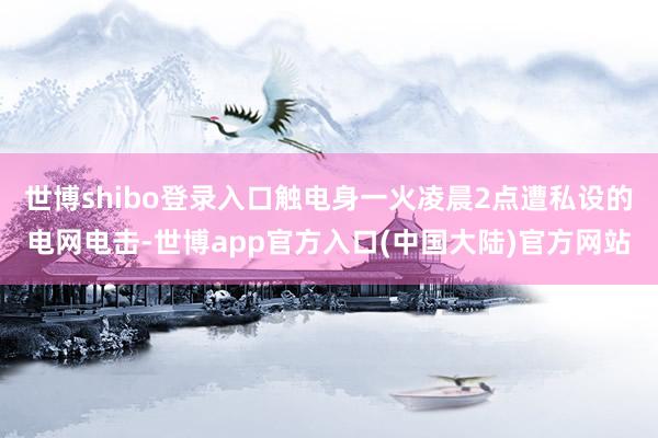 世博shibo登录入口触电身一火凌晨2点遭私设的电网电击-世博app官方入口(中国大陆)官方网站
