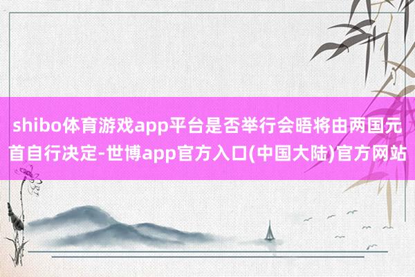 shibo体育游戏app平台是否举行会晤将由两国元首自行决定-世博app官方入口(中国大陆)官方网站