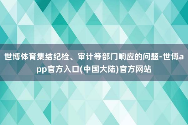 世博体育集结纪检、审计等部门响应的问题-世博app官方入口(中国大陆)官方网站