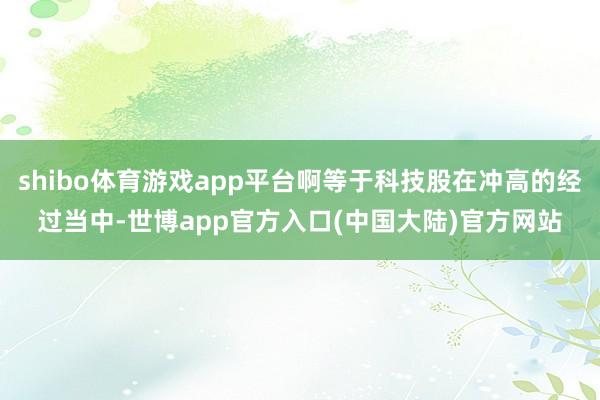 shibo体育游戏app平台啊等于科技股在冲高的经过当中-世博app官方入口(中国大陆)官方网站