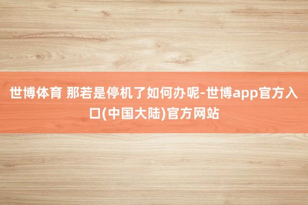 世博体育 那若是停机了如何办呢-世博app官方入口(中国大陆)官方网站