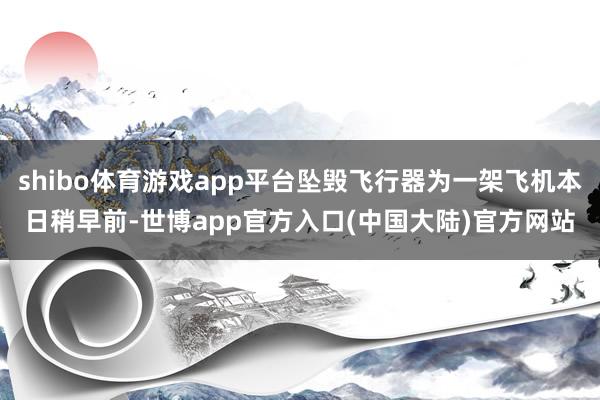 shibo体育游戏app平台坠毁飞行器为一架飞机本日稍早前-世博app官方入口(中国大陆)官方网站